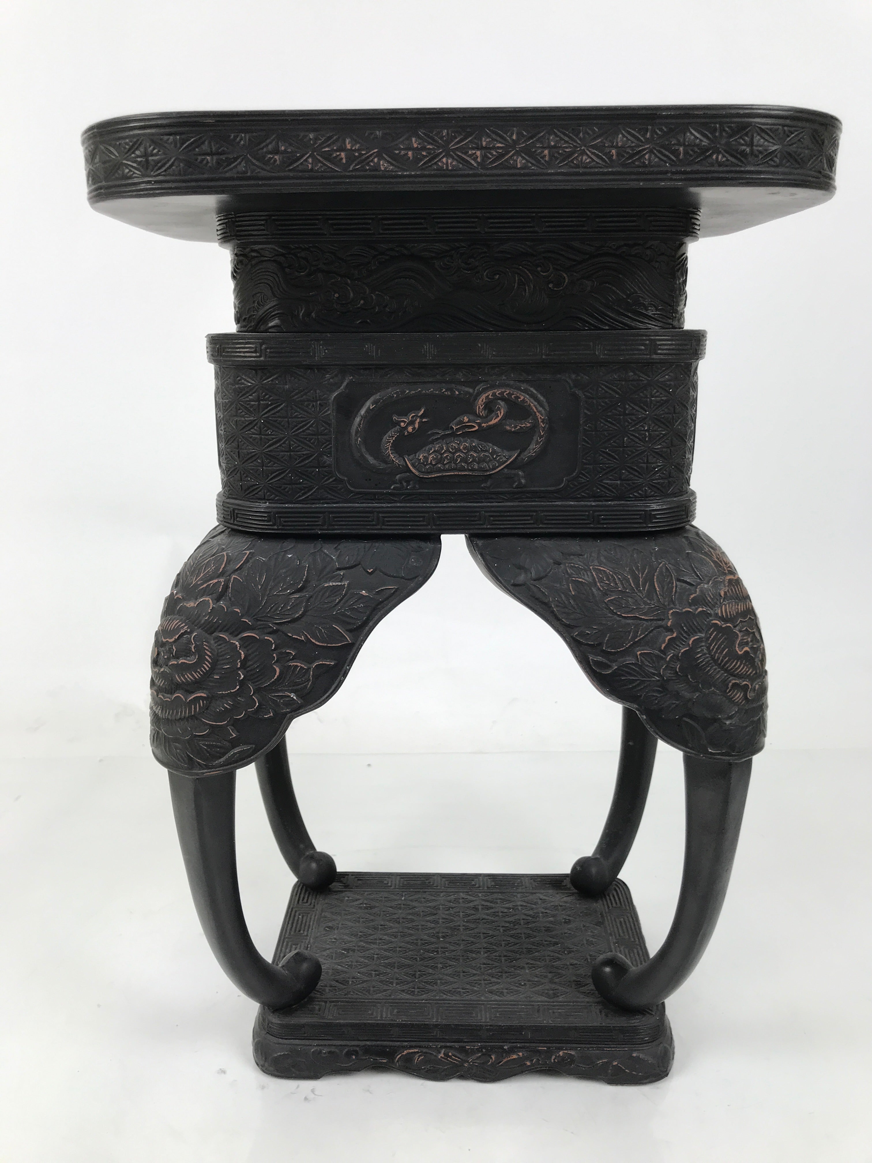 Antique Japanese Buddhist Bronze Incense Burner Koro Shishi Lion w/Stand BA708