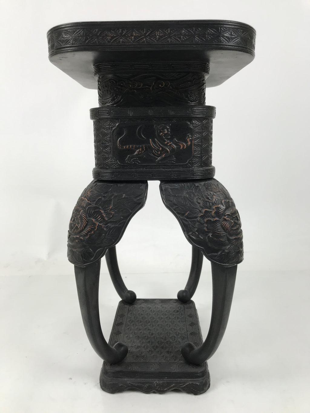 Antique Japanese Buddhist Bronze Incense Burner Koro Shishi Lion w/Stand BA708