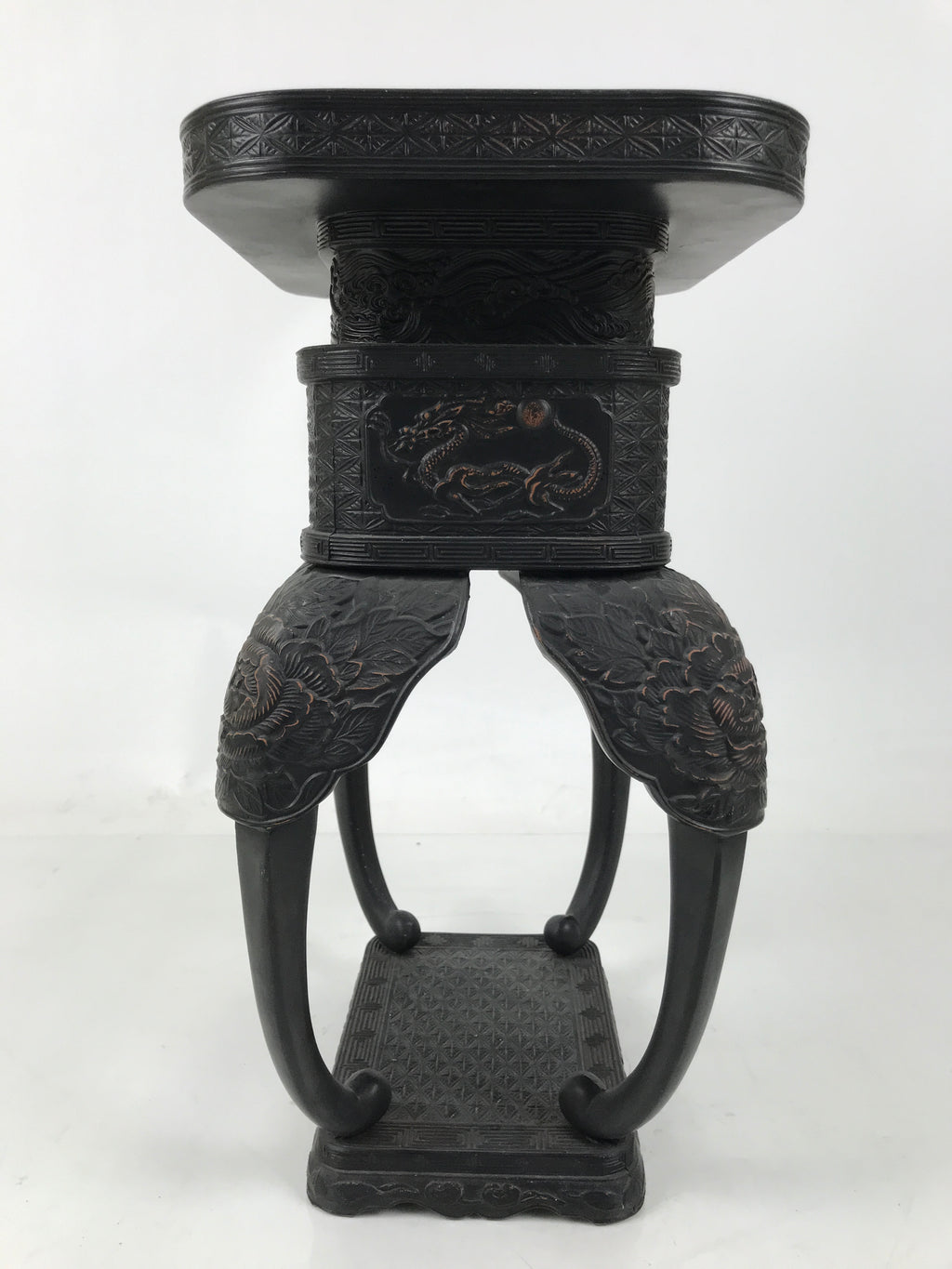 Antique Japanese Buddhist Bronze Incense Burner Koro Shishi Lion w/Stand BA708