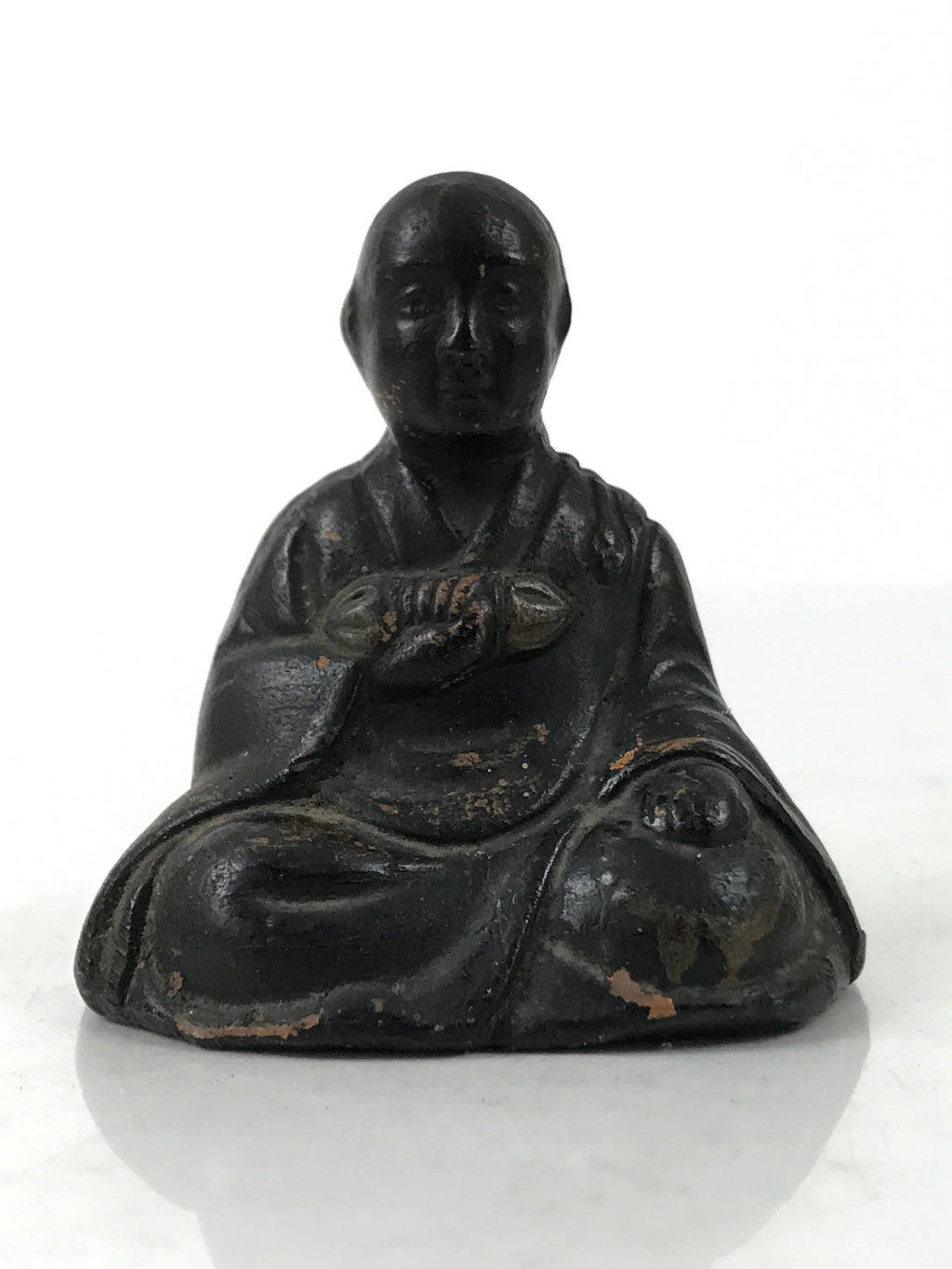 Antique Japanese Buddhist Ceramic Statue Kukai Kobo Daishi Altar Fiting BA549