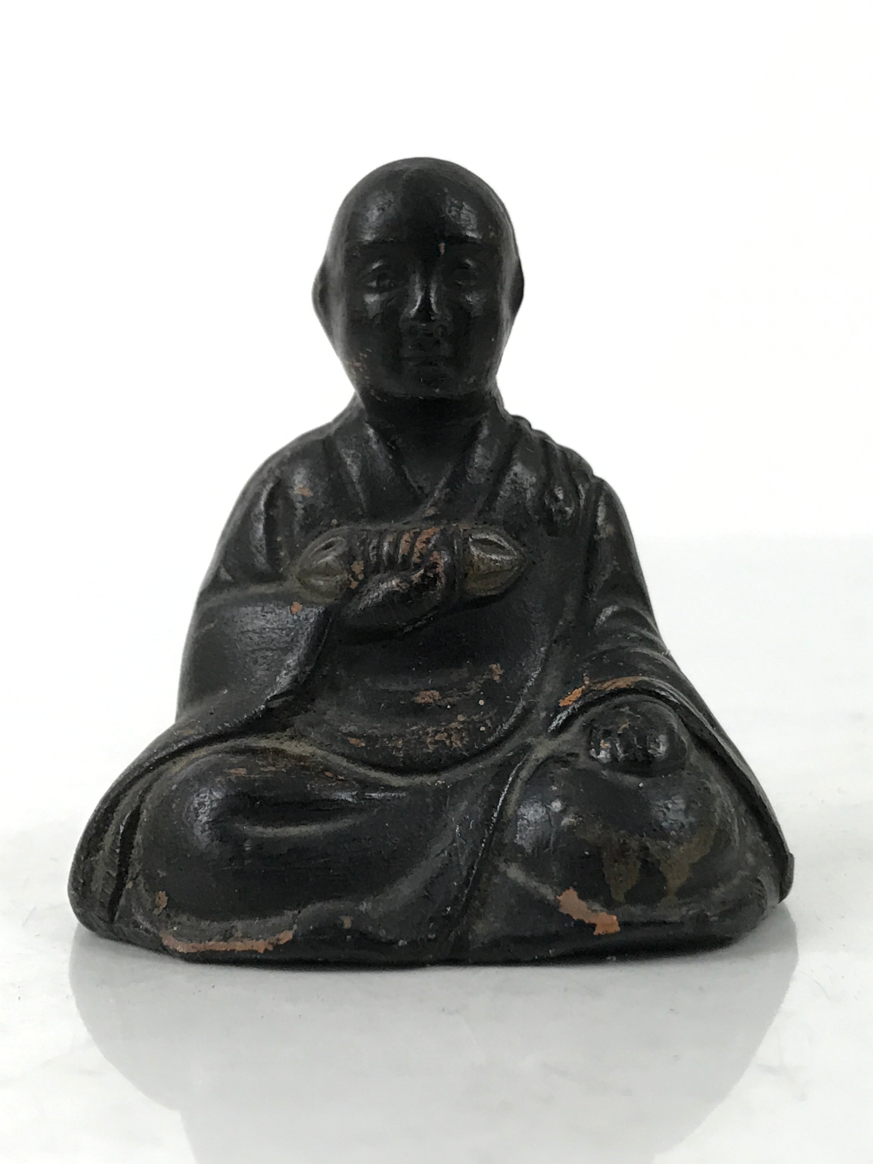 Antique Japanese Buddhist Ceramic Statue Kukai Kobo Daishi Altar Fiting BA549