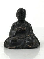Antique Japanese Buddhist Ceramic Statue Kukai Kobo Daishi Altar Fiting BA549