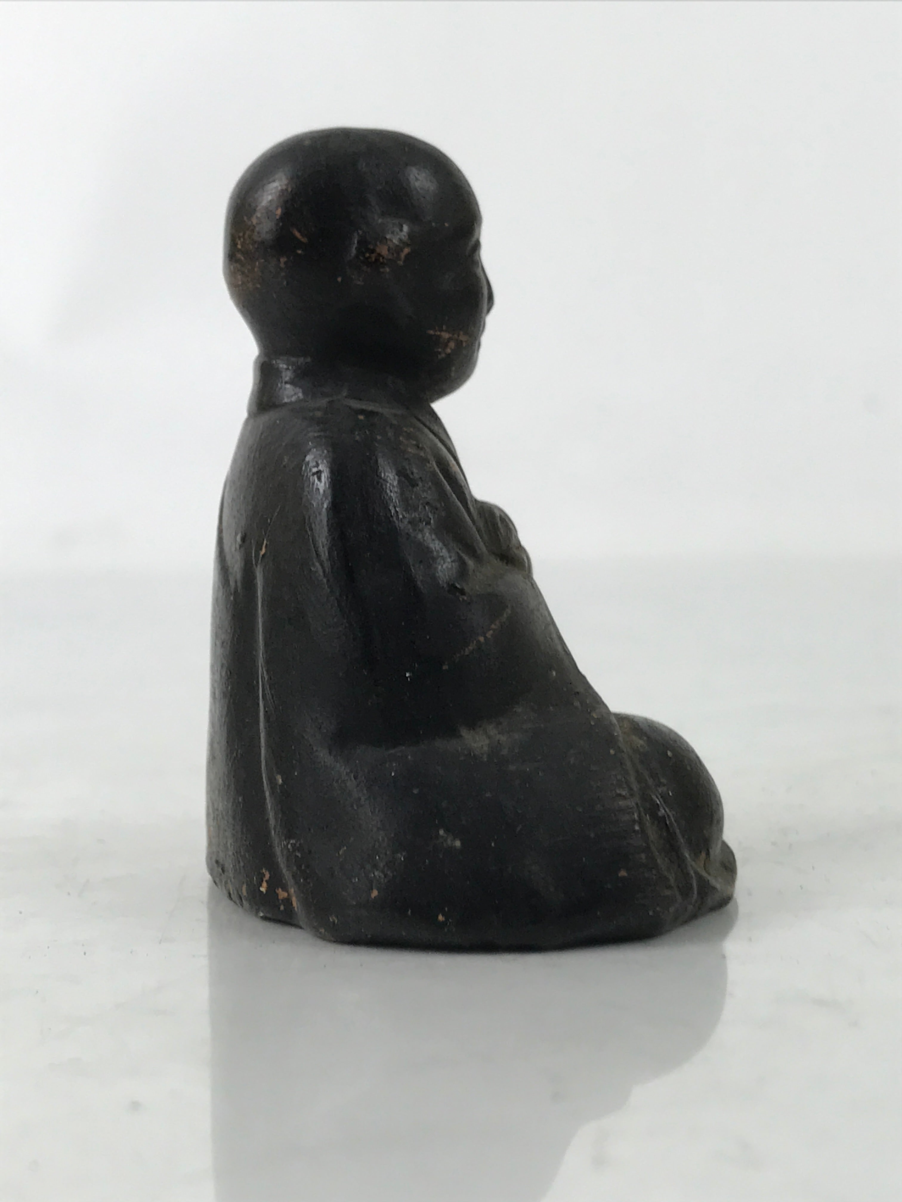 Antique Japanese Buddhist Ceramic Statue Kukai Kobo Daishi Altar Fiting BA549