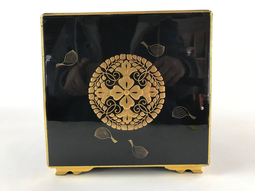 Antique Japanese Buddhist Lacquer Sutra Book Drawer Gold Gilt Floral Makie BA166