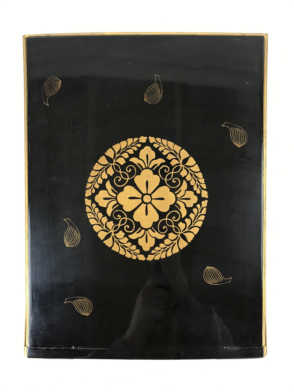 Antique Japanese Buddhist Lacquerware Lidded Box Wood Gobunshobako Gold FB78