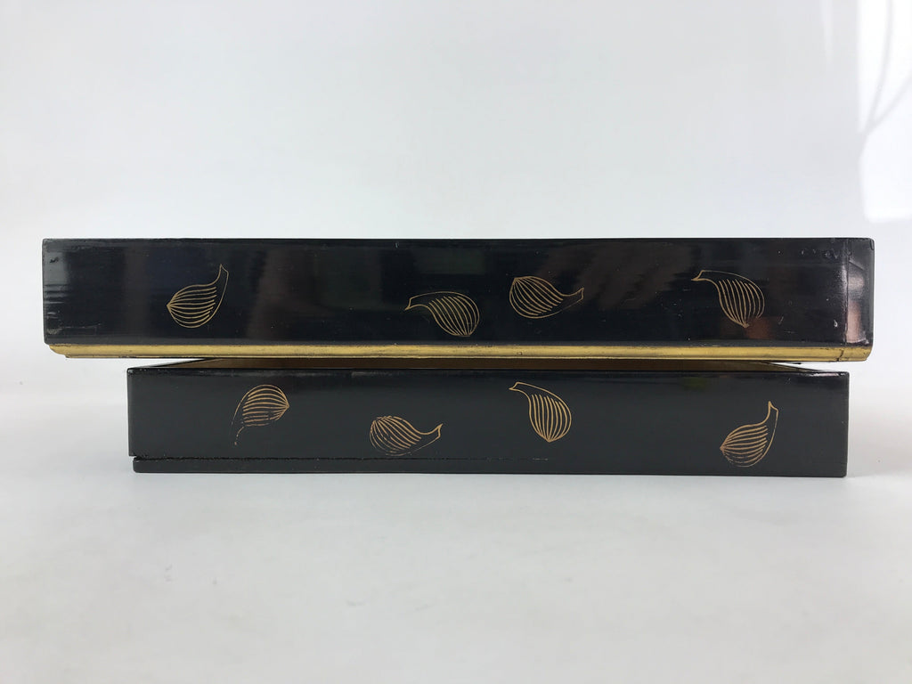 Antique Japanese Buddhist Lacquerware Lidded Box Wood Gobunshobako Gold FB78