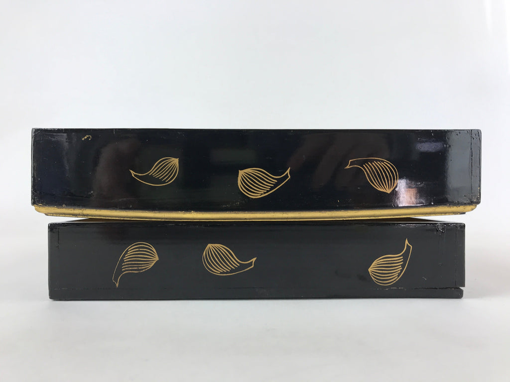 Antique Japanese Buddhist Lacquerware Lidded Box Wood Gobunshobako Gold FB78