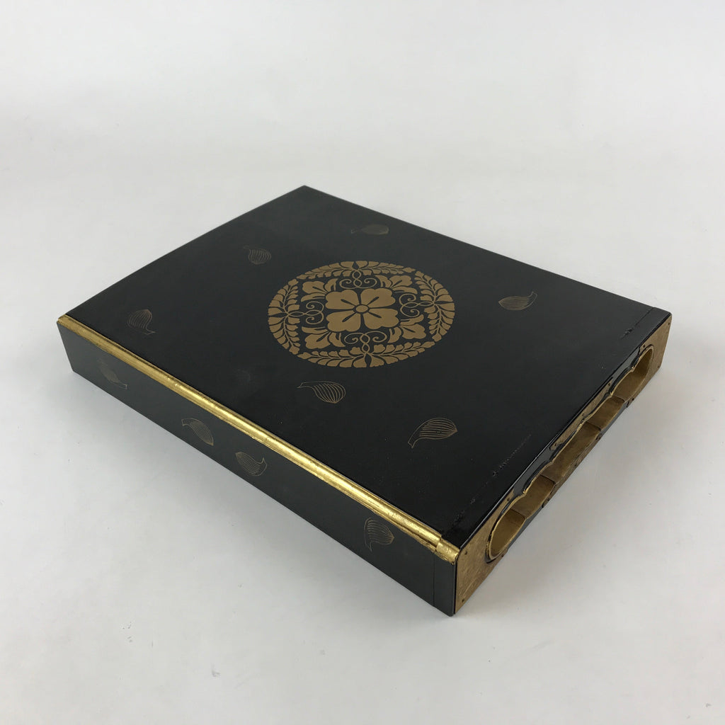 Antique Japanese Buddhist Lacquerware Lidded Box Wood Gobunshobako Gold FB78
