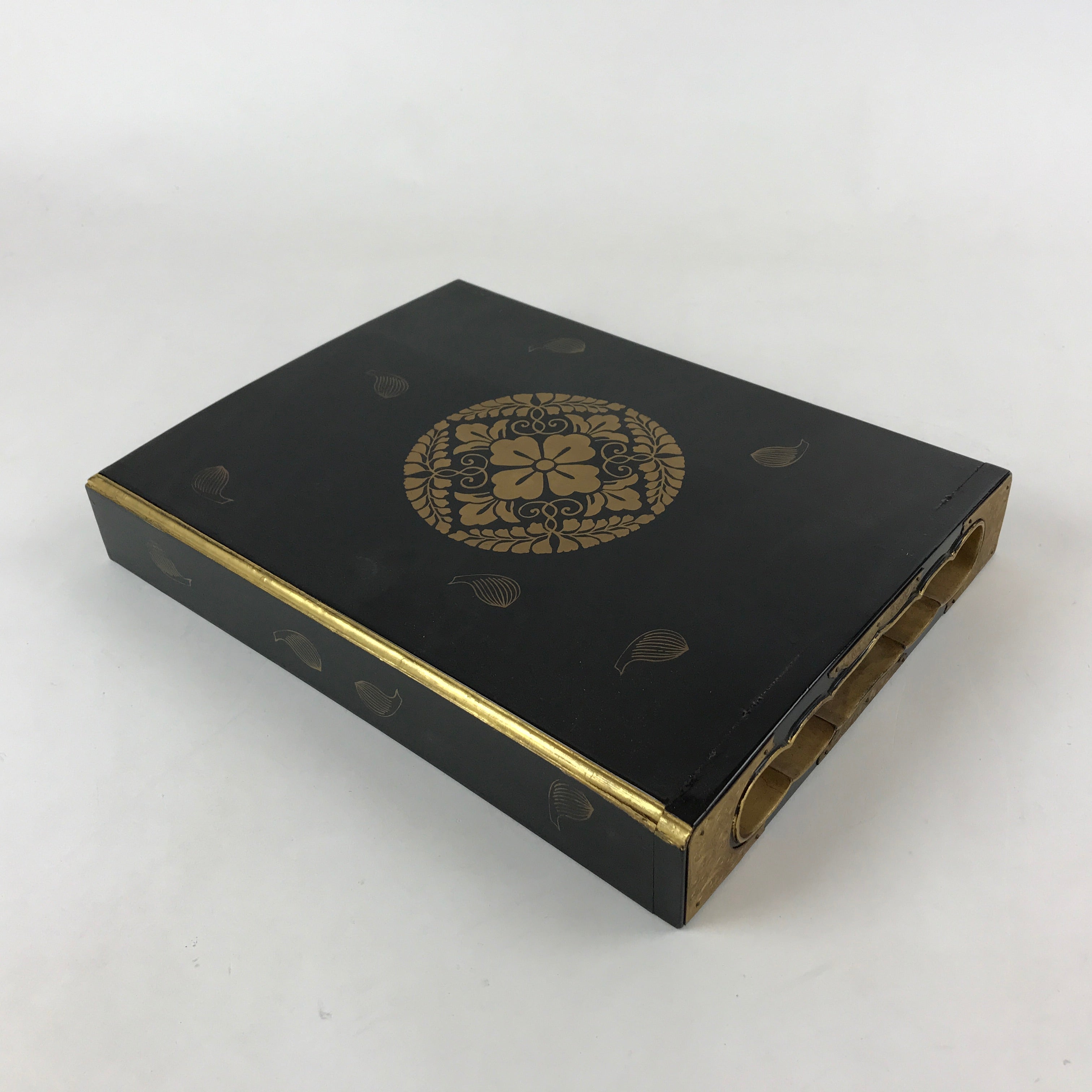 Antique Japanese Buddhist Lacquerware Lidded Box Wood Gobunshobako Gold FB78
