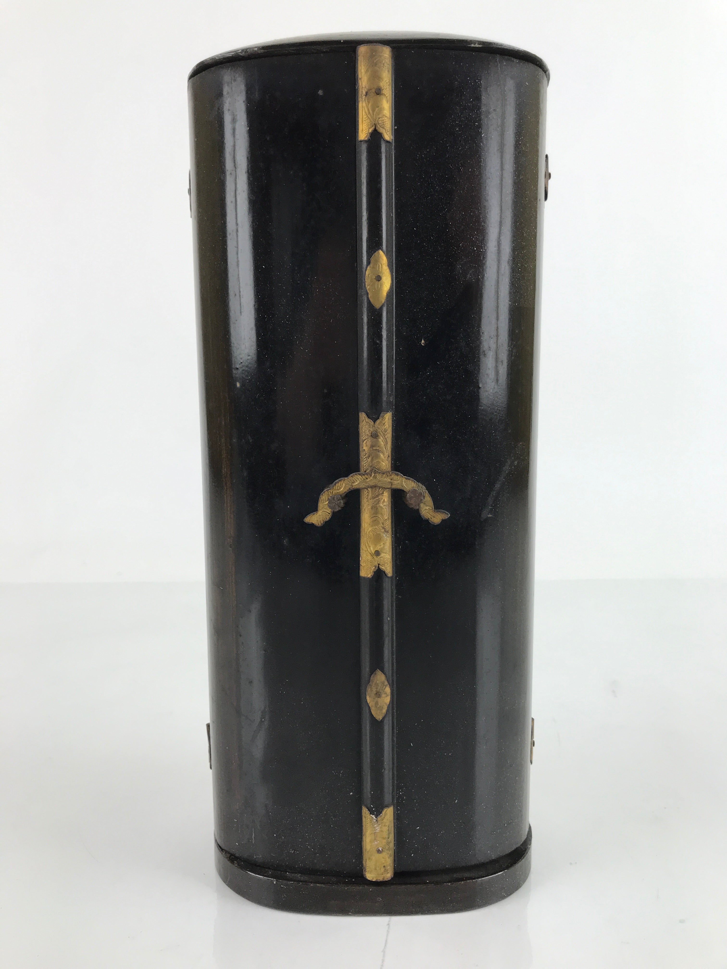 Antique Japanese Buddhist Wood Zushi Shrine Reliquary Box Black Gold BA310