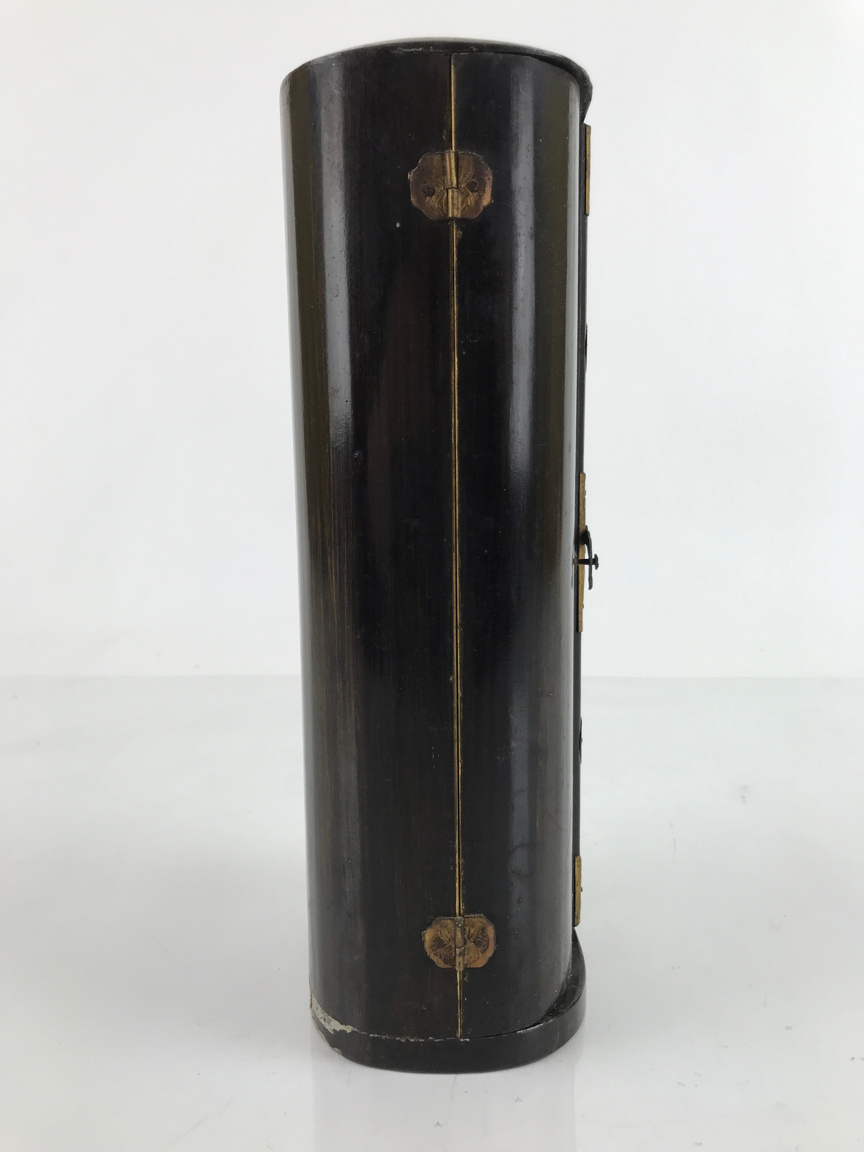 Antique Japanese Buddhist Wood Zushi Shrine Reliquary Box Black Gold BA310