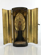 Antique Japanese Buddhist Wood Zushi Shrine Reliquary Box Black Gold BA310