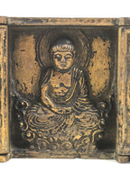 Antique Japanese Buddhist Zushi Shrine Statue Amida Nyorai Metal Gold BA704
