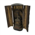 Antique Japanese Buddhist Zushi Shrine W/ Statue Lacquer Wood Black Gold BA311