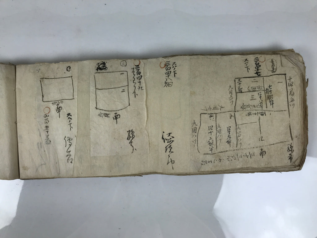 Antique Japanese C1887 Meiji Land Tax Property Register Map Document Paper P430