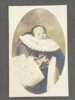 Antique Japanese C1919 Taisho Baby Photograph Newborn Portrait Sepia Tone PH25