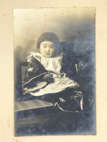 Antique Japanese C1920 Taisho Girl Photograph Child Portrait Black White PH28