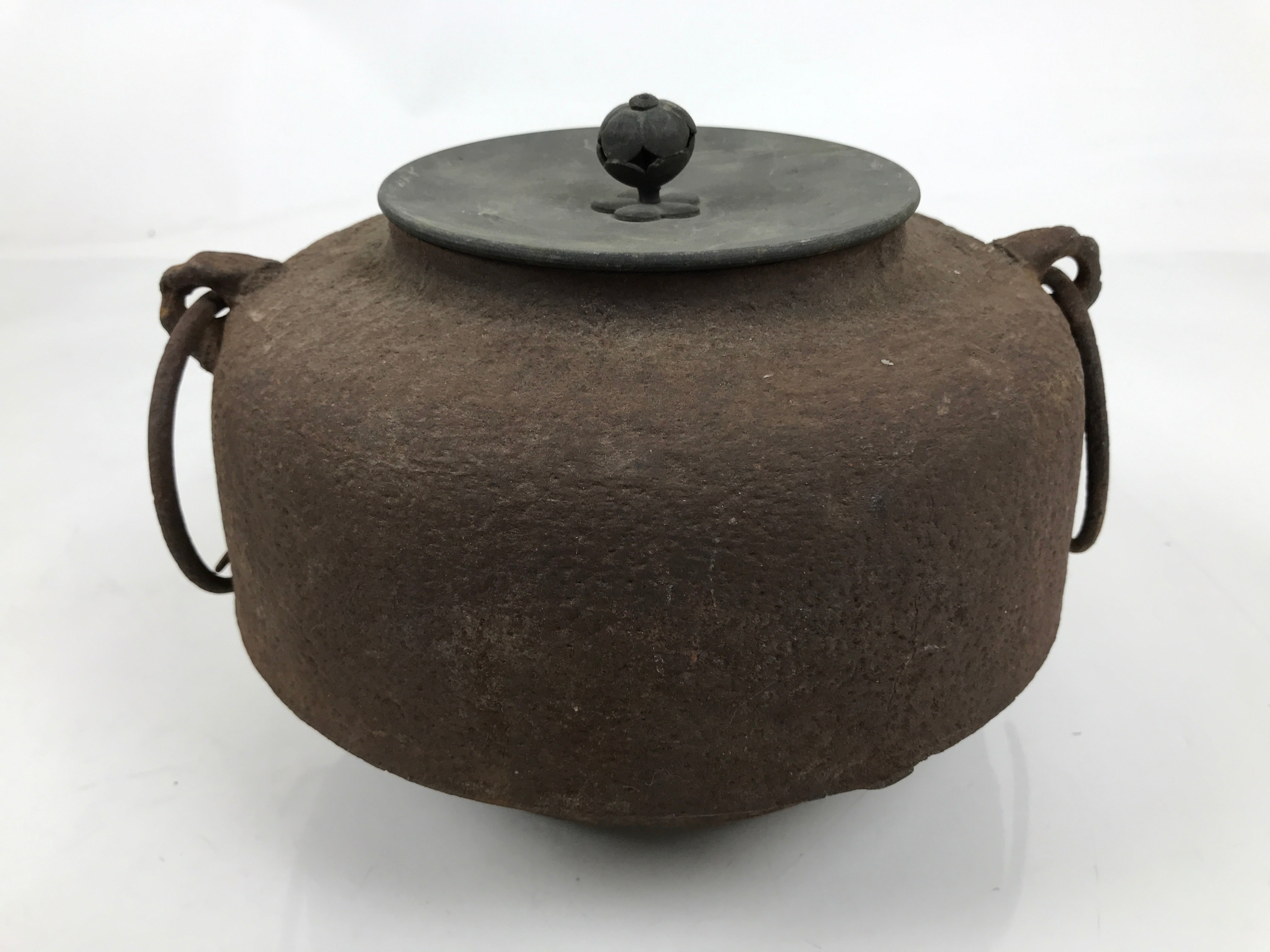 Antique Japanese Cast Iron Kettle Chagama Pot Tetsu Brazier Tea Ceremony C33