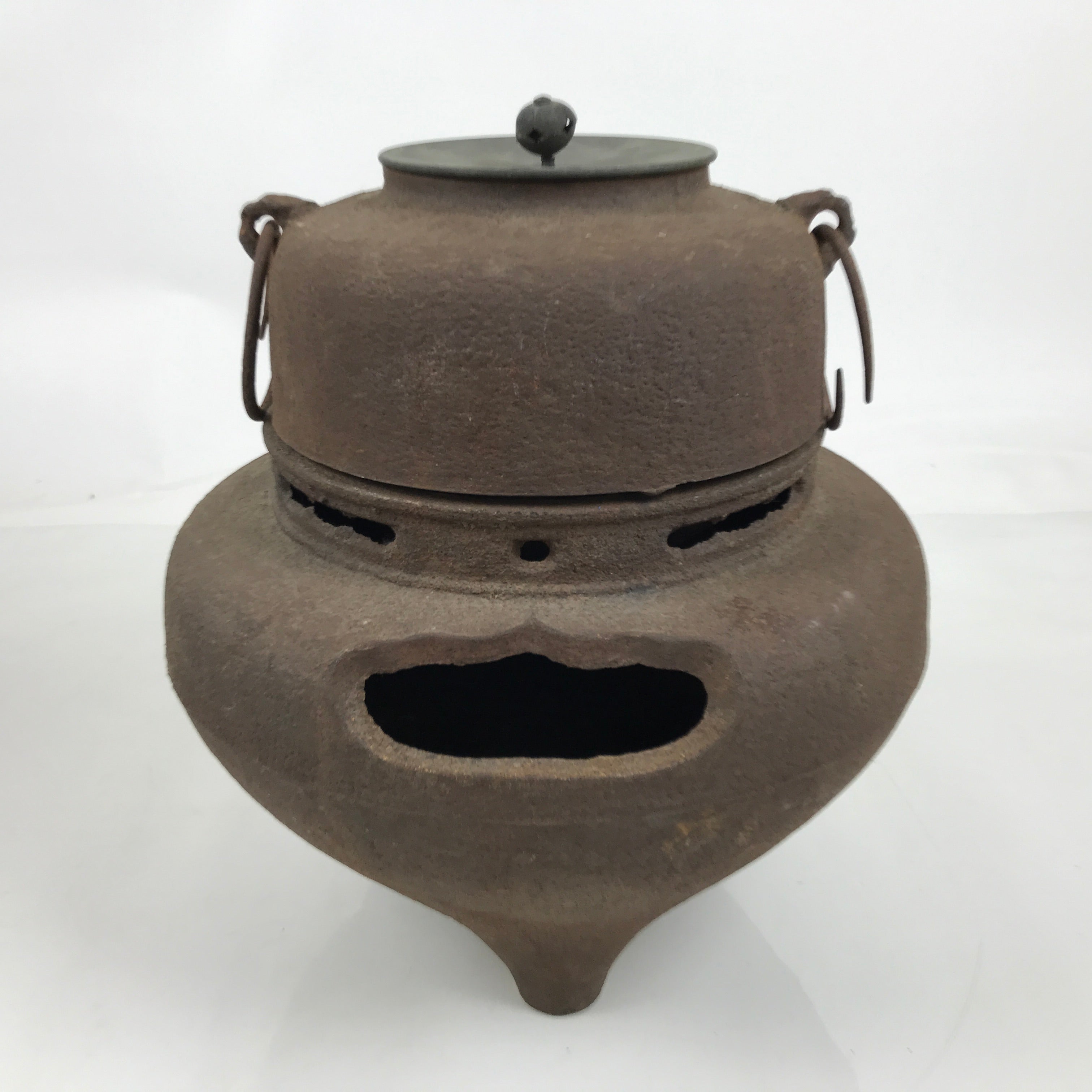 Antique Japanese Cast Iron Kettle Chagama Pot Tetsu Brazier Tea Ceremony C33