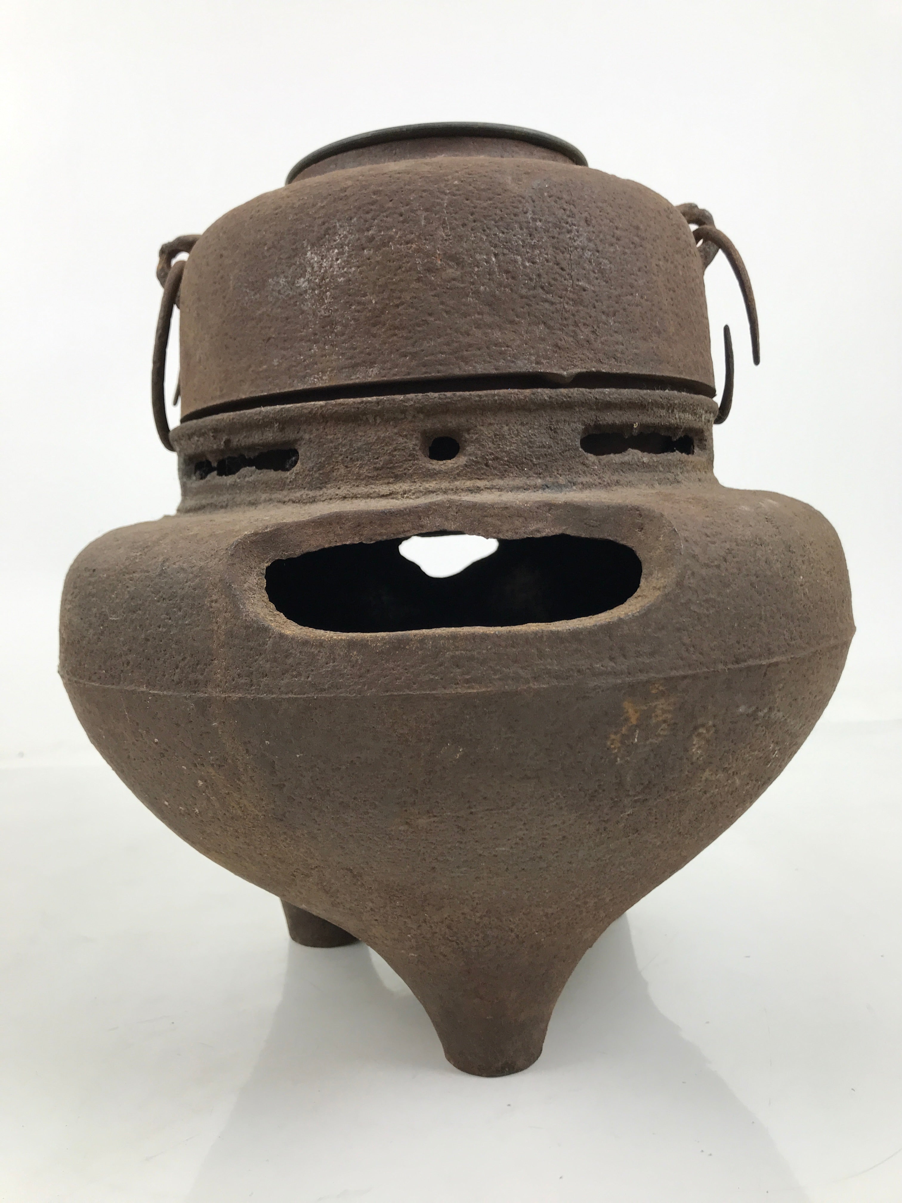 Antique Japanese Cast Iron Kettle Chagama Pot Tetsu Brazier Tea Ceremony C33