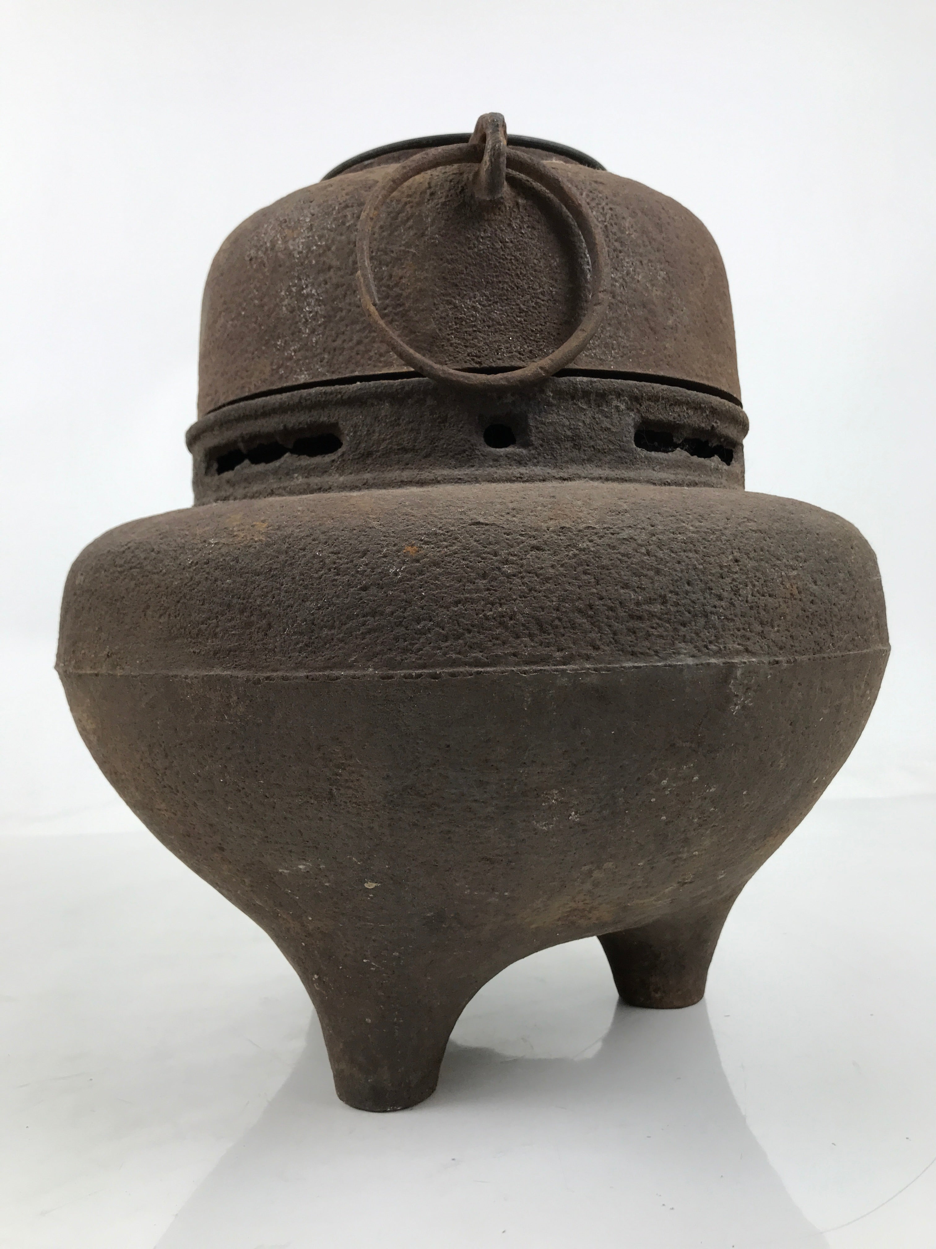 Antique Japanese Cast Iron Kettle Chagama Pot Tetsu Brazier Tea Ceremony C33