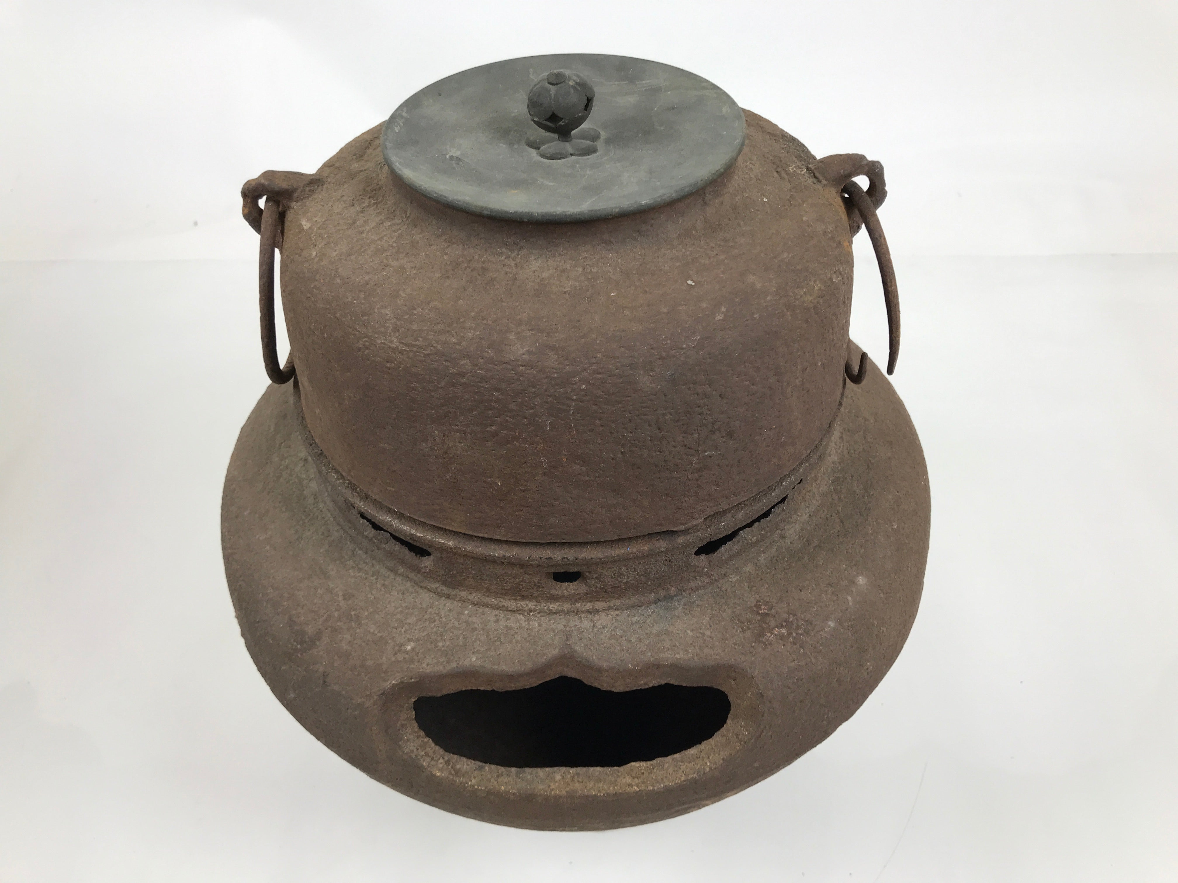 Antique Japanese Cast Iron Kettle Chagama Pot Tetsu Brazier Tea Ceremony C33