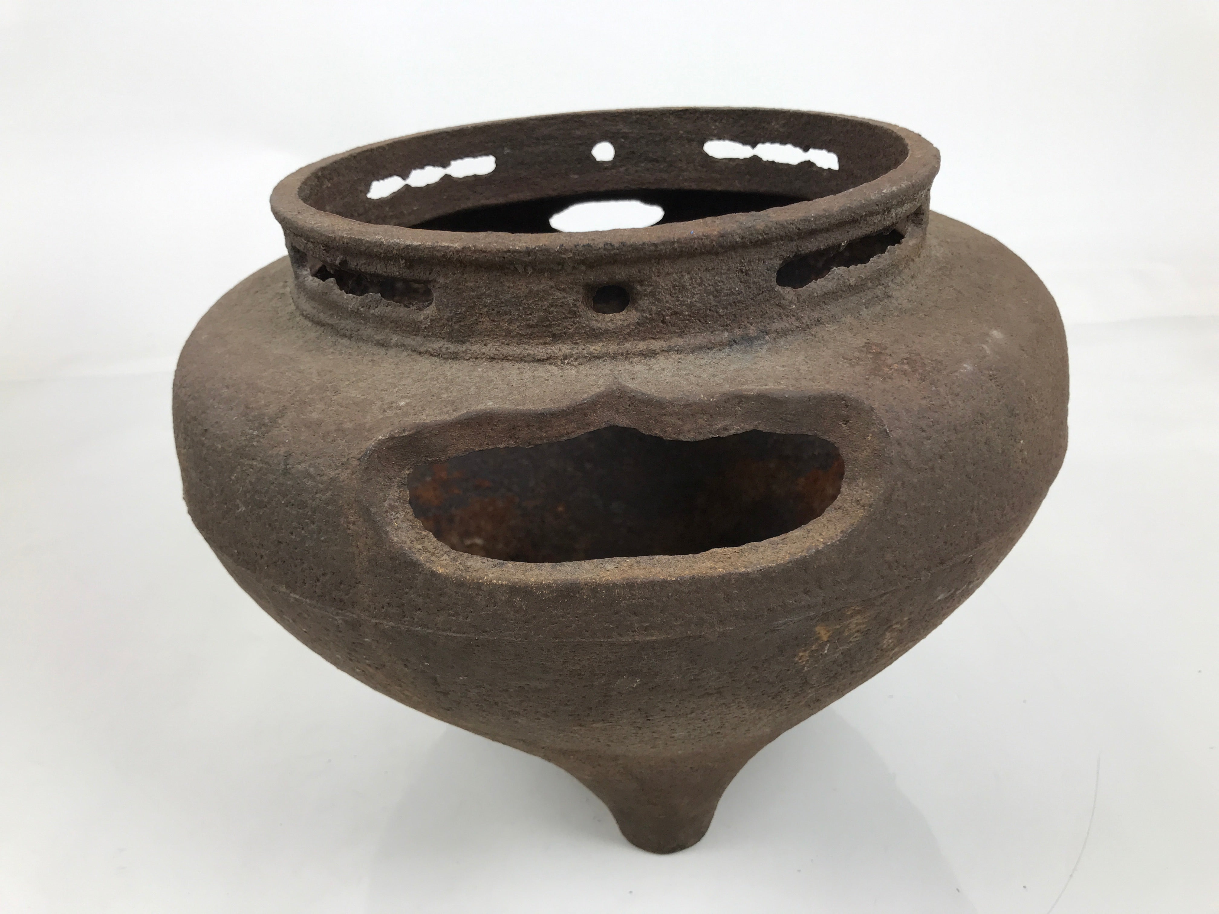 Antique Japanese Cast Iron Kettle Chagama Pot Tetsu Brazier Tea Ceremony C33