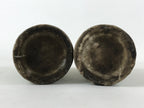 Antique Japanese Ceramic Flower Vase 2pcs Kabin Metal Stand Ikebana Green FK82