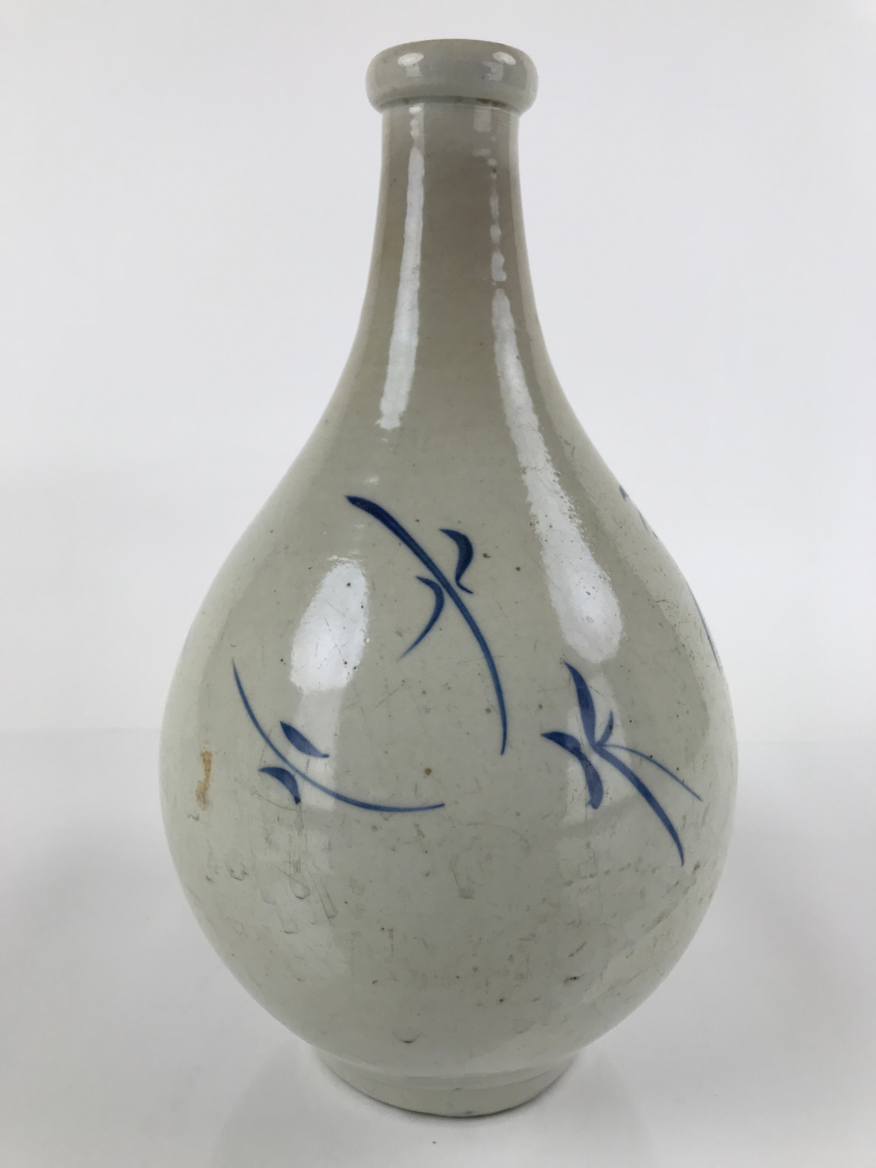 Antique Japanese Ceramic Imari Sake Bottle Kayoi-Tokkuri Blue Peony Botan TS623