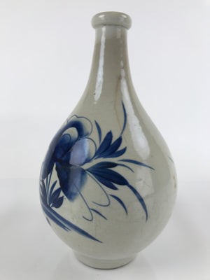 Antique Japanese Ceramic Imari Sake Bottle Kayoi-Tokkuri Blue Peony Botan TS623