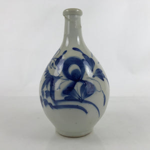 Antique Japanese Ceramic Imari Sake Bottle Kayoi-Tokkuri Blue White Floral TS767