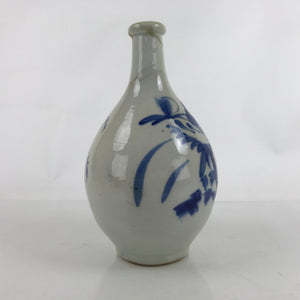 Antique Japanese Ceramic Imari Sake Bottle Kayoi-Tokkuri Blue White Floral TS767