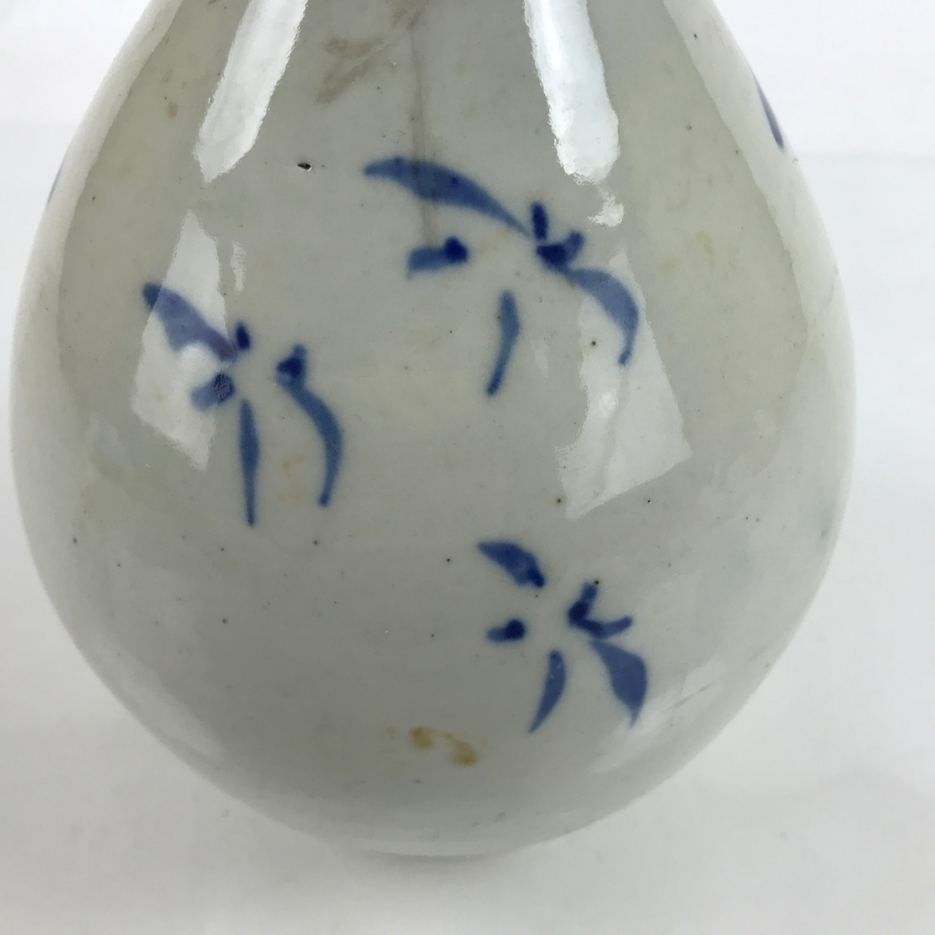 Antique Japanese Ceramic Imari Sake Bottle Kayoi-Tokkuri Blue White Floral TS767