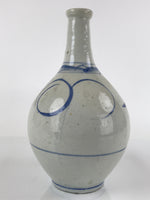 Antique Japanese Ceramic Imari Sake Bottle Kayoi-Tokkuri White Blue Floral TS624