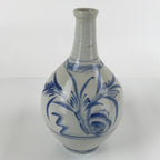Antique Japanese Ceramic Imari Sake Bottle Kayoi-Tokkuri White Blue Floral TS624