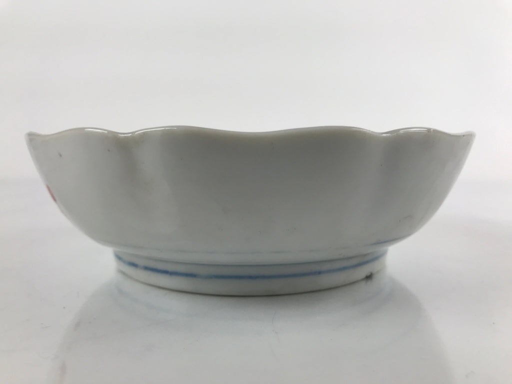 Antique Japanese Ceramic Kutani Imari Namasu Bowl Paulownia Kiri Red Salad PY682