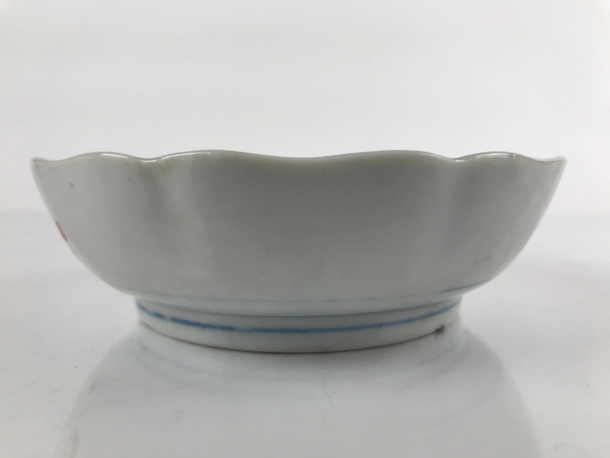 Antique Japanese Ceramic Kutani Imari Namasu Bowl Paulownia Kiri Red Salad PY682