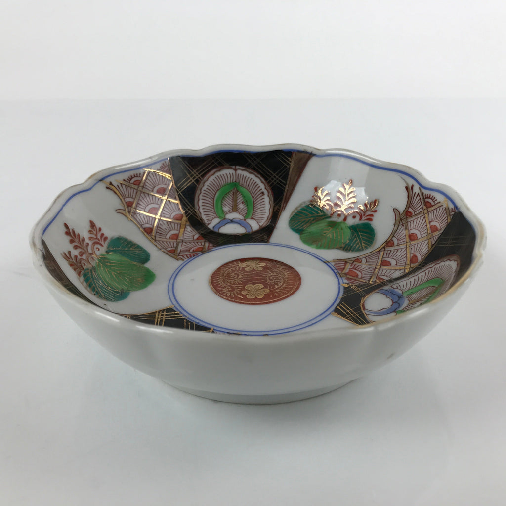 Antique Japanese Ceramic Kutani Imari Namasu Bowl Paulownia Kiri Red Salad PY682