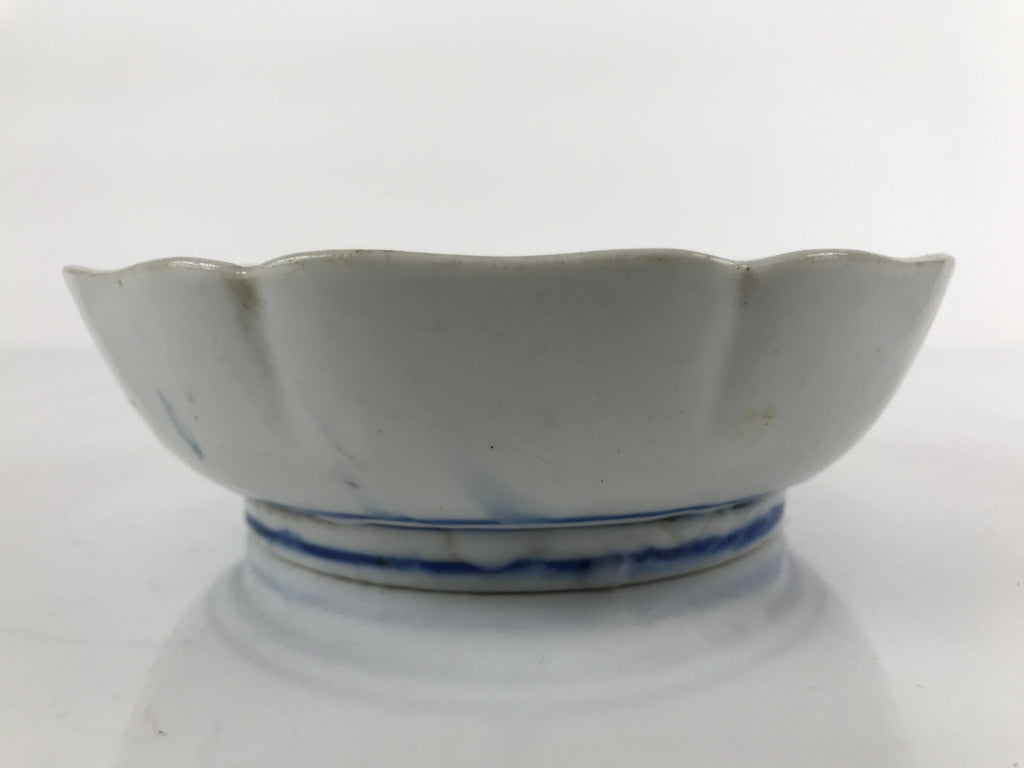 Antique Japanese Ceramic Kutani Imari Namasu Bowl Peony Botan Red Salad PY681