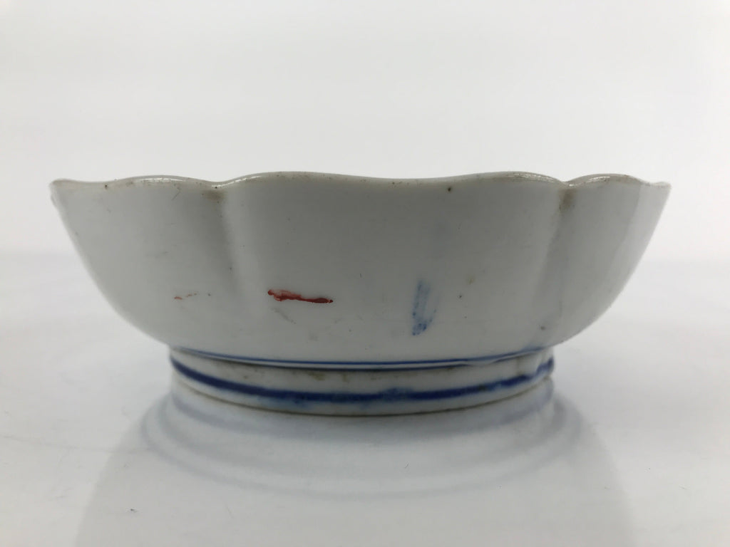 Antique Japanese Ceramic Kutani Imari Namasu Bowl Peony Botan Red Salad PY681