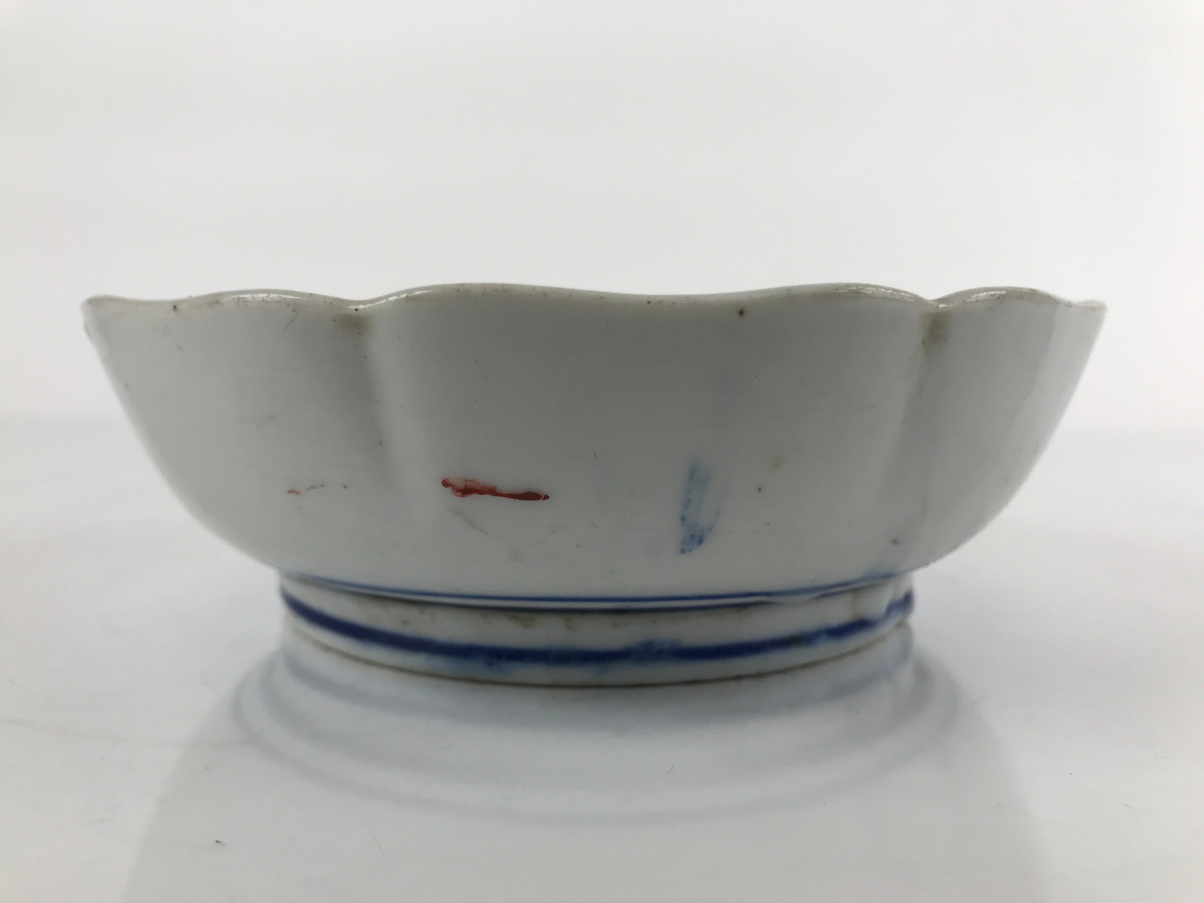 Antique Japanese Ceramic Kutani Imari Namasu Bowl Peony Botan Red Salad PY681