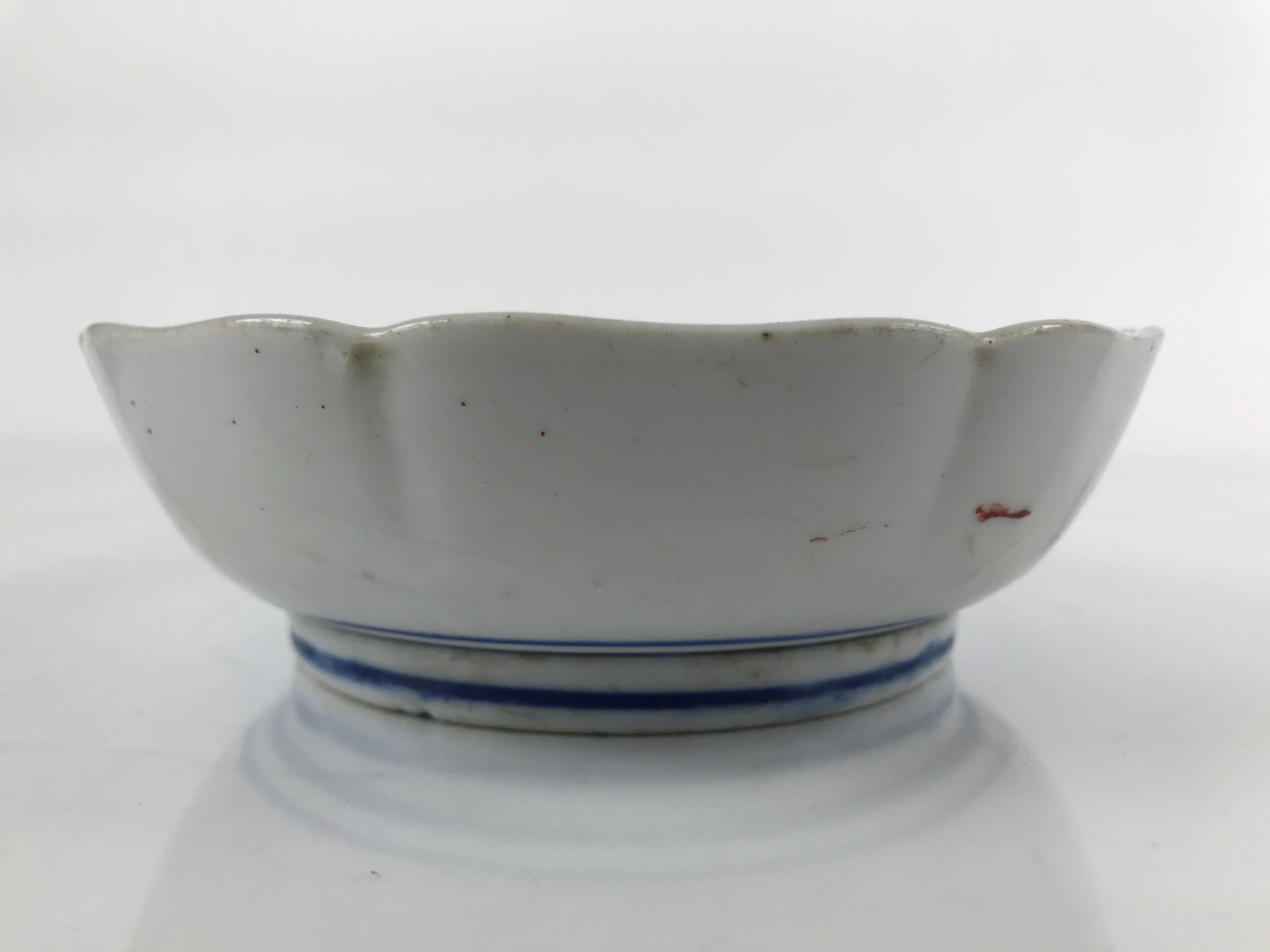 Antique Japanese Ceramic Kutani Imari Namasu Bowl Peony Botan Red Salad PY681