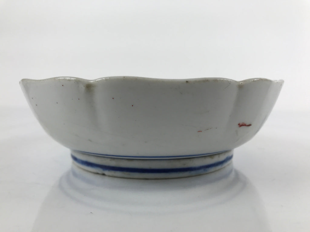 Antique Japanese Ceramic Kutani Imari Namasu Bowl Peony Botan Red Salad PY681