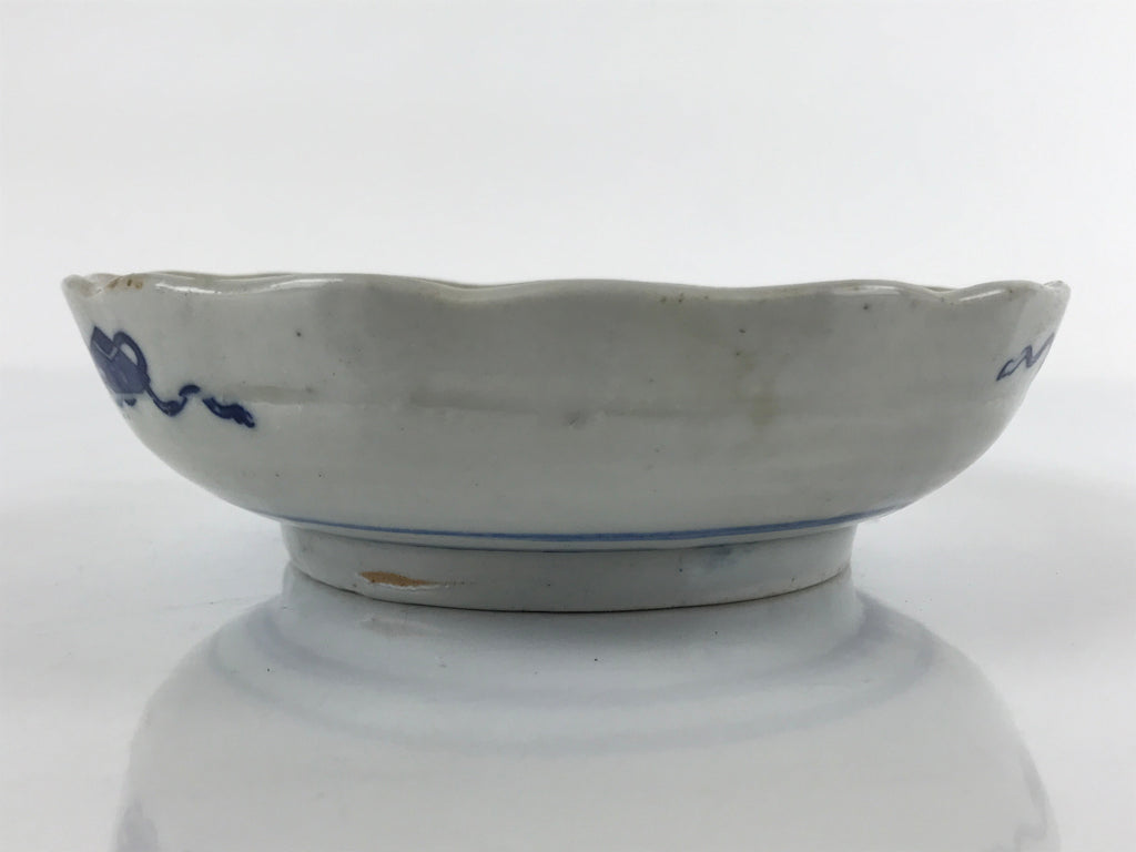 Antique Japanese Ceramic Kutani Imari Namasu Bowl Shouchikubai Red Salad PY679