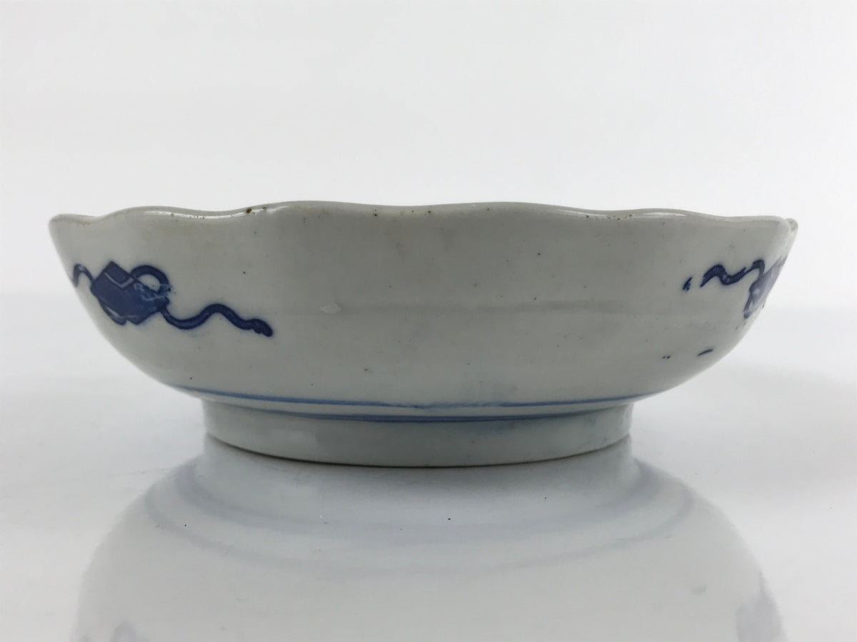 Antique Japanese Ceramic Kutani Imari Namasu Bowl Shouchikubai Red Salad PY679