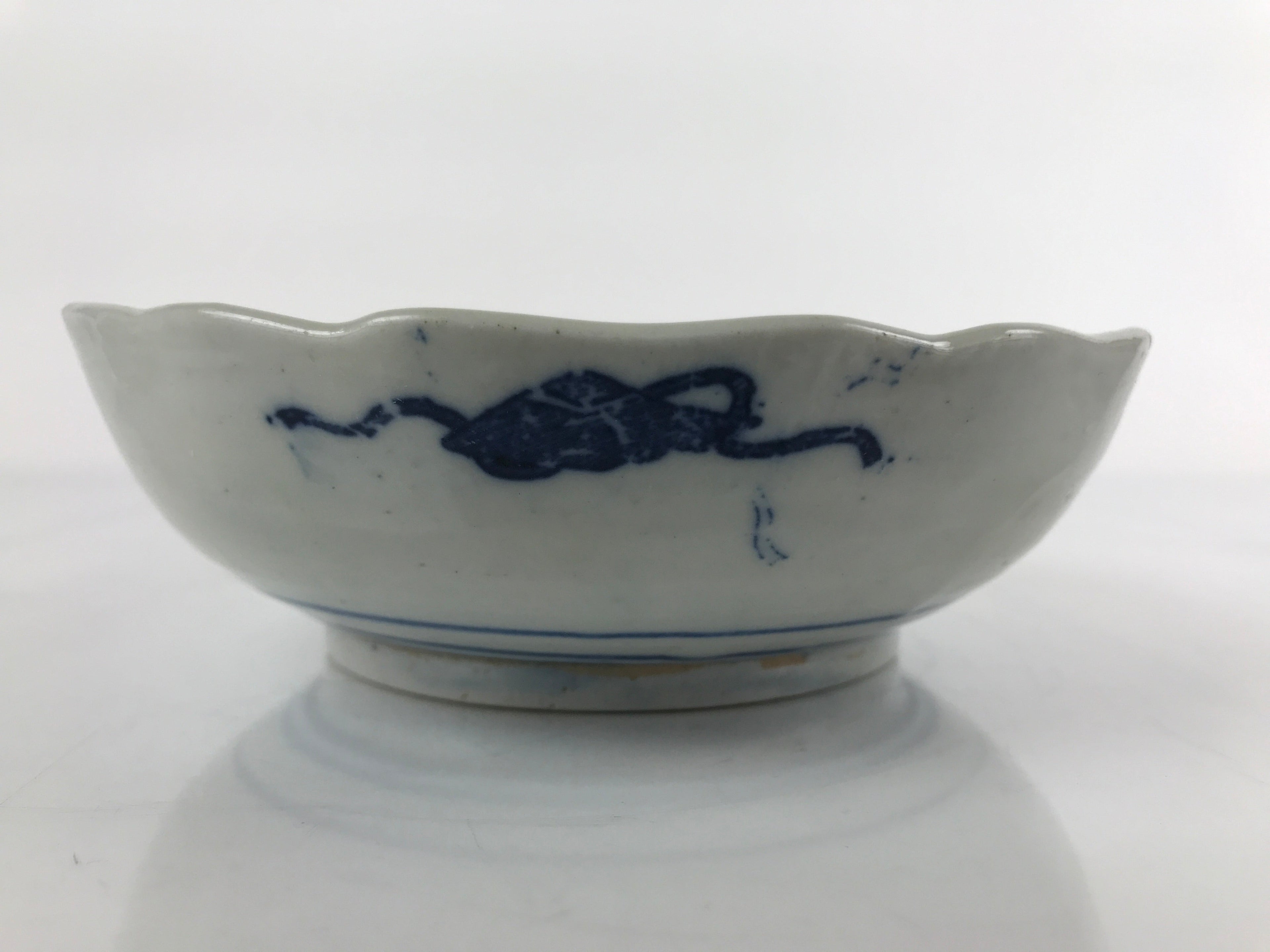 Antique Japanese Ceramic Kutani Imari Namasu Bowl Shouchikubai Red Salad PY680