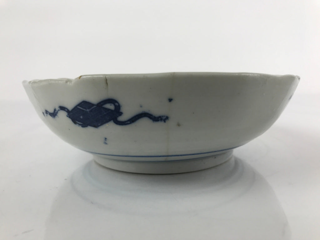 Antique Japanese Ceramic Kutani Imari Namasu Bowl Shouchikubai Red Salad PY680