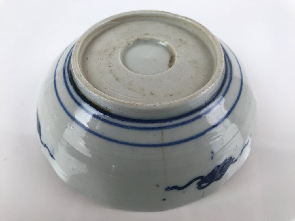 Antique Japanese Ceramic Kutani Imari Namasu Bowl Shouchikubai Red Salad PY680