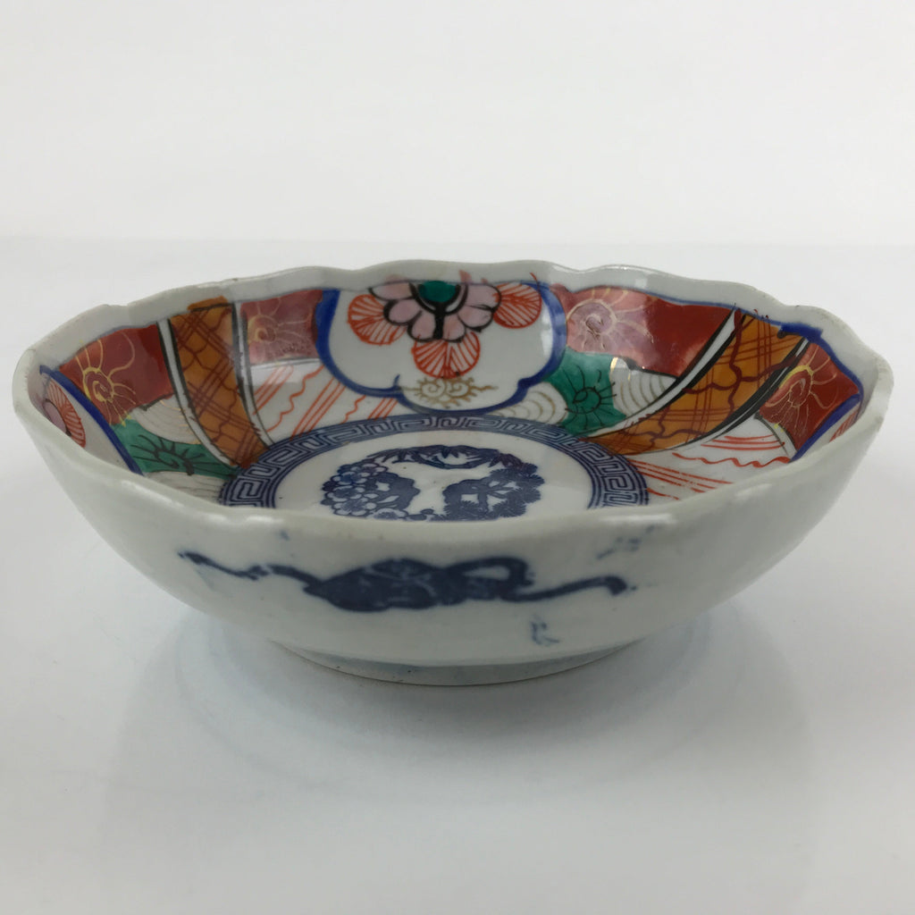 Antique Japanese Ceramic Kutani Imari Namasu Bowl Shouchikubai Red Salad PY680