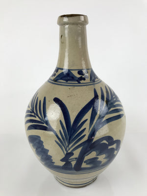Antique Japanese Ceramic Large Imari Sake Bottle Kayoi-Tokkuri Blue Floral TS627